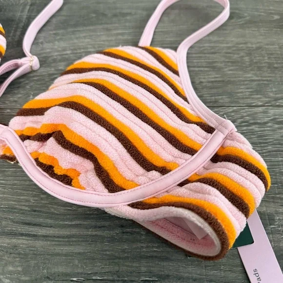 NWT Wild Fable Striped Bikini Swim Top Terry Cloth Size Small - Picture 2 of 4